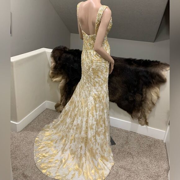 Stunning Custom Heavily Jeweled Mermaid Gown/All-over Crystal Beads & Sequins - Picture 13 of 17